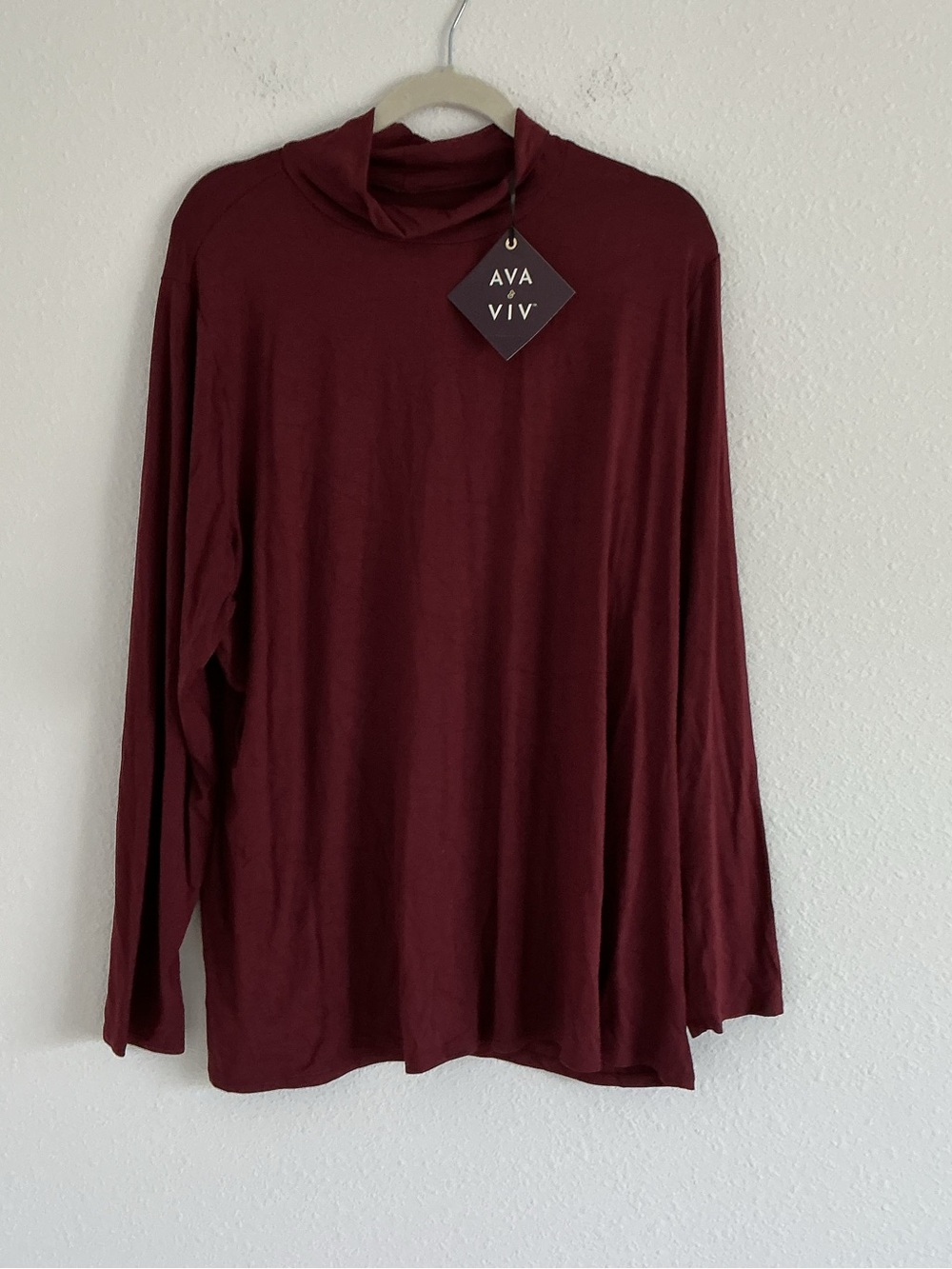 Ava & Viv Long Sleeve Turtleneck Top - Burgundy